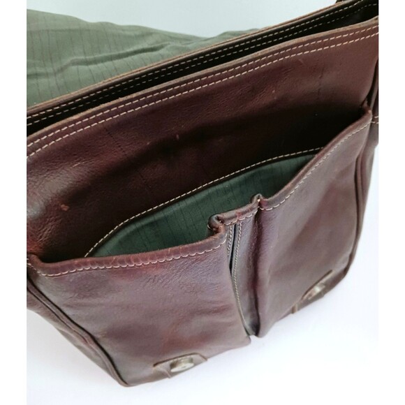 VTG Fossil 54 Dk Brown Leather Messenger Crossbody Bag Flap Front Brass Buckles - Picture 8 of 12